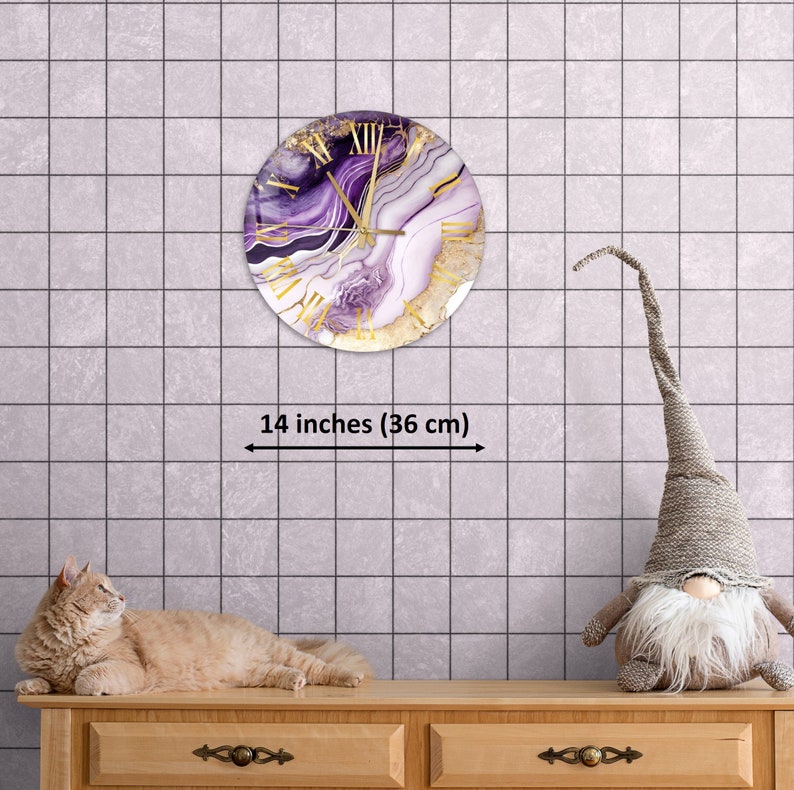 Fleurs abstraites sur verre trempé avec horloge murale florale mariage