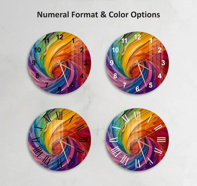 Horloge murale en verre trempé avec peinture colorée