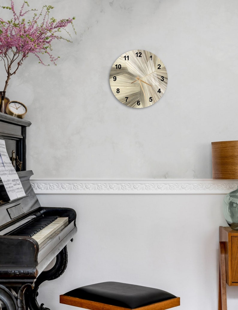 Quartz doré silencieux sur verre trempé avec horloge murale minimaliste