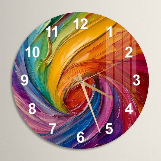 Horloge murale en verre trempé avec peinture colorée