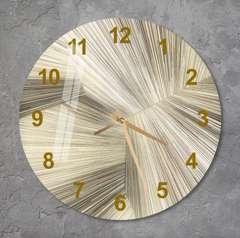 Quartz doré silencieux sur verre trempé avec horloge murale minimaliste