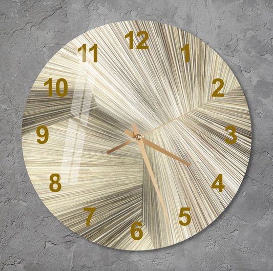 Quartz doré silencieux sur verre trempé avec horloge murale minimaliste