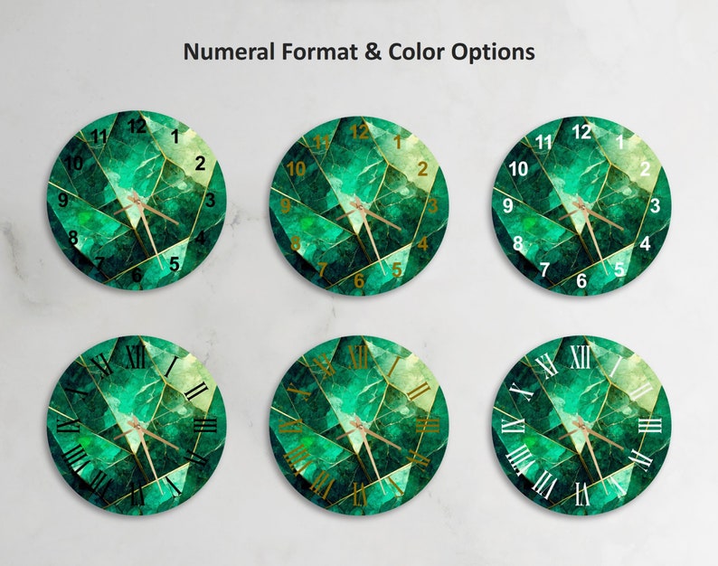 Horloge murale en verre trempé style marbre vert