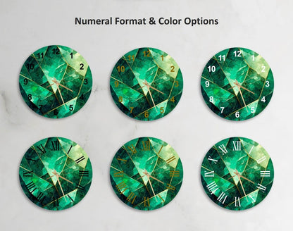 Horloge murale en verre trempé style marbre vert
