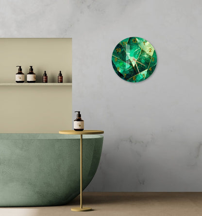 Horloge murale en verre trempé style marbre vert