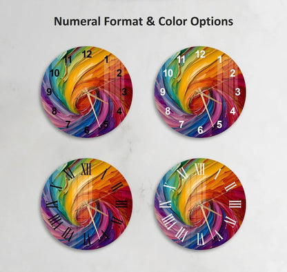 Horloge murale en verre trempé avec peinture colorée