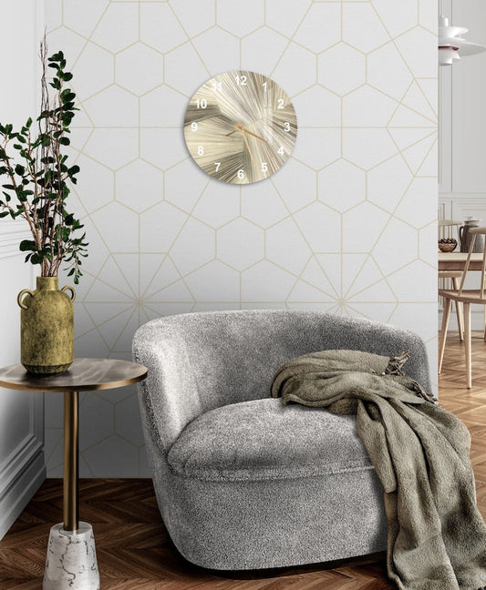 Quartz doré silencieux sur verre trempé avec horloge murale minimaliste