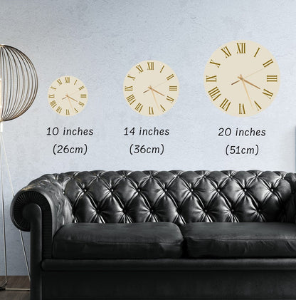 Feuilles de palmier or vert sur verre trempé avec horloge murale déco