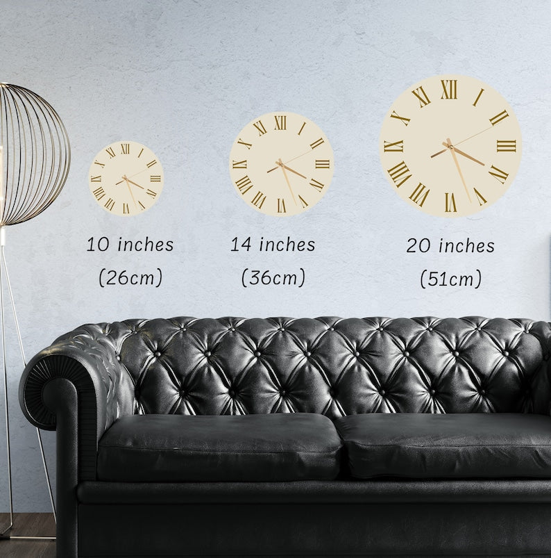 Feuille d’or sur fond bleu en verre trempé avec horloge murale cuisine