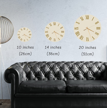 Feuille d’or sur fond bleu en verre trempé avec horloge murale cuisine