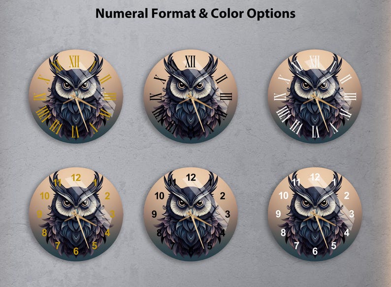 Horloge murale en verre trempé à motif hibou