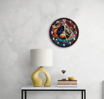 Notes musicales colorées sur verre trempé avec horloge murale déco musique